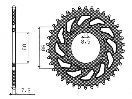 oceľové reťazové koleso pre sekundárne reťaze typu 428, SUNSTAR (42 zubov)
