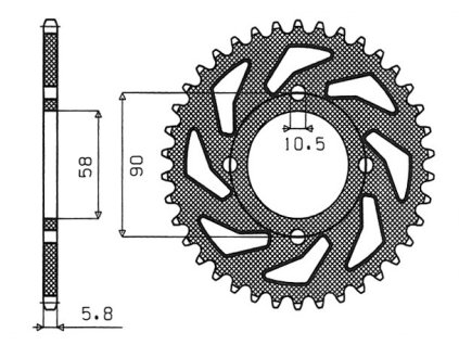 oceľové reťazové koleso pre sekundárne reťaze typu 520, SUNSTAR (41 zubov)