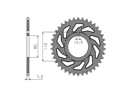 oceľové reťazové koleso pre sekundárne reťaze typu 525, SUNSTAR (45 zubov)