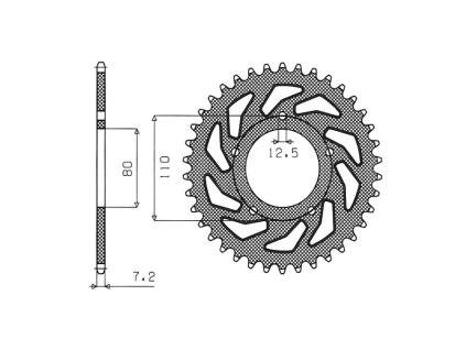 oceľové reťazové koleso pre sekundárne reťaze typu 525, SUNSTAR (46 zubov)