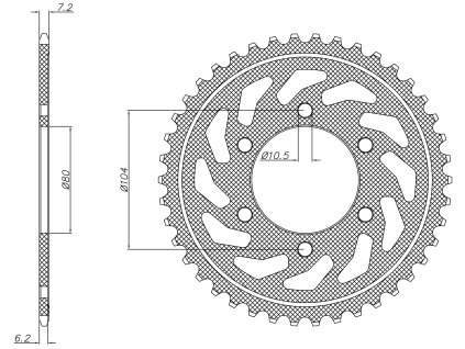 oceľové reťazové koleso pre sekundárne reťaze typu 525, SUNSTAR (40 zubov)