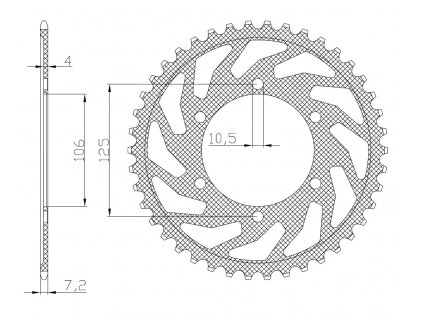 oceľové reťazové koleso pre sekundárne reťaze typu 525, SUNSTAR (50 zubov)