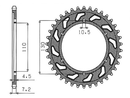 oceľové reťazové koleso pre sekundárne reťaze typu 525, SUNSTAR (48 zubov)