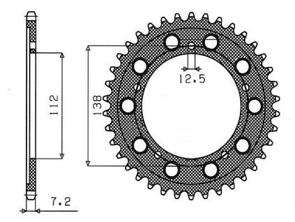 oceľové reťazové koleso pre sekundárne reťaze typu 525, SUNSTAR (43 zubov)
