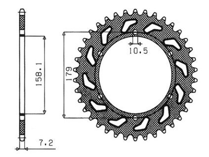 oceľové reťazové koleso pre sekundárne reťaze typu 525, SUNSTAR (47 zubov)