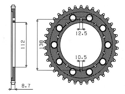 oceľové reťazové koleso pre sekundárne reťaze typu 530, SUNSTAR (41 zubov)