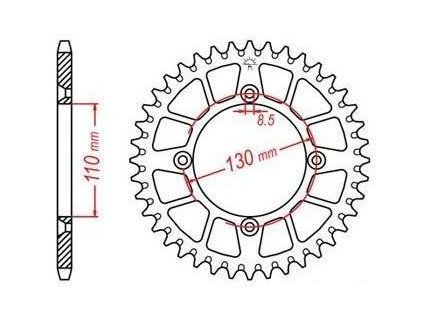 duralové reťazové koleso pre sekundárne reťaze typu 420, JT - Anglicko (56 zubov)