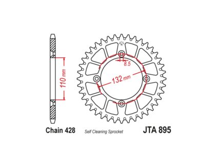 duralové reťazové koleso pre sekundárne reťaze typu 428, JT (47 zubov)