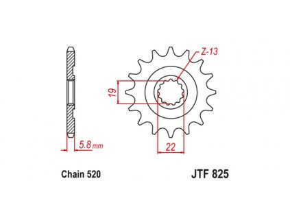 reťazové koleso pre sekundárne reťaze typu 520, JT (13 zubov)