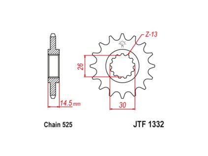 reťazové koleso pre sekundárne reťaze typu 525, JT (16 zubov)