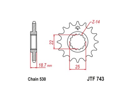 reťazové koleso pre sekundárne reťaze typu 530, JT (15 zubov)