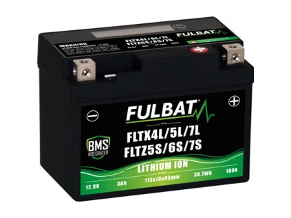 lítiová batéria LiFePO4 YTZ5S/6S/7S FULBAT 12V, 3Ah, 180A, 0,60 kg, 113x70x85 mm nahrádza tieto typy: (YTX4L/5L/7L-BS, YTZ5S/6S/7S)