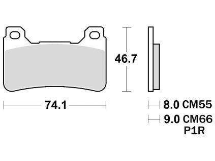 brzdové doštičky, BRAKING (semi-metalická zmes CM66) 2 ks v balení