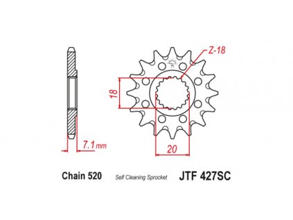 reťazové koleso pre sekundárne reťaze typ 520, JT - Anglicko (12 zubov)