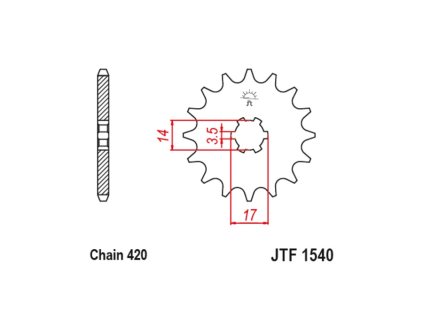 reťazové koleso pre sekundárne reťaze typ 420 JT 14 zubov