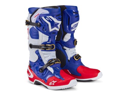 boty TECH 10 limitovaná edice UNION REDBUD MX  ALPINESTARS červená/modrá/bílá/černá 2024 (Veľkosť 42)