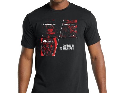 MOTO triko černé  Cassida + Q-tech + Ayrton (Veľkosť XS)