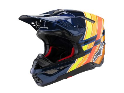 přilba SUPERTECH S-M10 edice TROY LEE DESIGNS  ALPINESTARS modrá perleť/oranžová fluo/žlutá/červená 2025 (Veľkosť XS (obvod 53 - 54 cm))