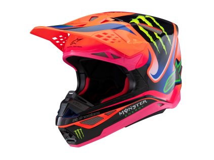 přilba SUPERTECH S-M10 edice HAIDEN DEEGAN  ALPINESTARS oranžová fluo/fialová/růžová/zelená 2025 (Veľkosť L (obvod 59 - 60 cm))