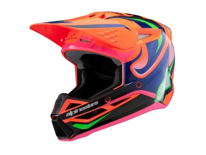 přilba S-M3 edice HAIDEN DEEGAN  ALPINESTARS  dětská oranžová fluo/fialová/růžová/zelená 2025 (Veľkosť S (obvod 48 - 49 cm))