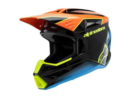 přilba S-M3 FRAY  ALPINESTARS  dětská černá/oranžová fluo/žlutá fluo/tyrkysová 2025 (Veľkosť S (obvod 48 - 49 cm))