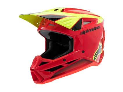 přilba S-M3 FRAY  ALPINESTARS  dětská červená/žlutá fluo/černá 2026 (Veľkosť S (obvod 48 - 49 cm))