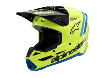 přilba S-M3 RADIUM  ALPINESTARS  dětská žlutá fluo/černá/modrá 2026 (Veľkosť S (obvod 48 - 49 cm))