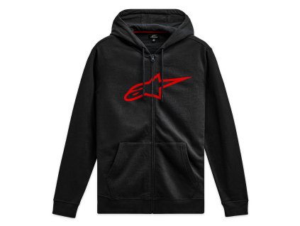 mikina AGELESS ZIP HOODIE 3  ALPINESTARS černá/červená (Veľkosť S)