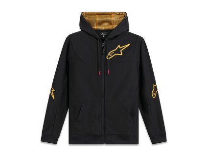 mikina SESSIONS 3 HOODIE  ALPINESTARS černá/zlatá (Veľkosť S)