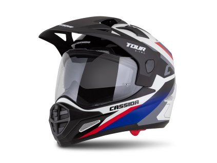 přilba Tour 20 X-tra  CASSIDA bílá/modrá/červená/černá/černý matný kšilt  plexi s přípravou pro Pinlock 2026 (Veľkosť XL (61 až 62 cm))