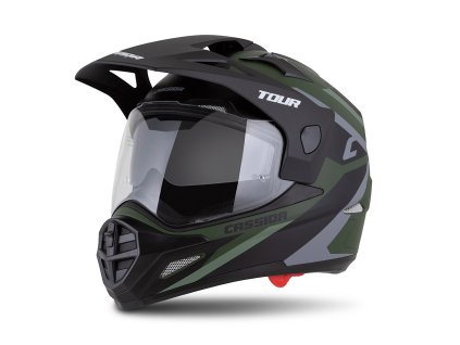přilba Tour 20 X-tra  CASSIDA zelená matná/šedá/černá  plexi s přípravou pro Pinlock 2026 (Veľkosť XS (53 až 54 cm))