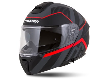 přilba Modulo 21 Profile  CASSIDA černá matná/šedá/červená  plexi s přípravou pro Pinlock 2026 (Veľkosť 2XL (63 až 64 cm))