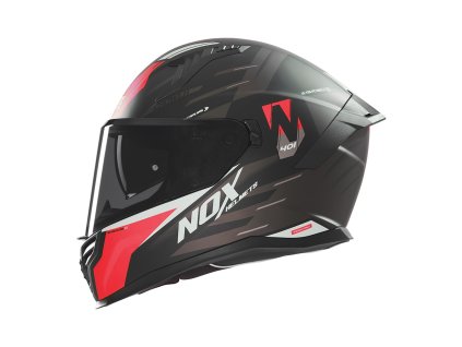 přilba N401 Crower  NOX černá matná  červená 2025 (Veľkosť S)