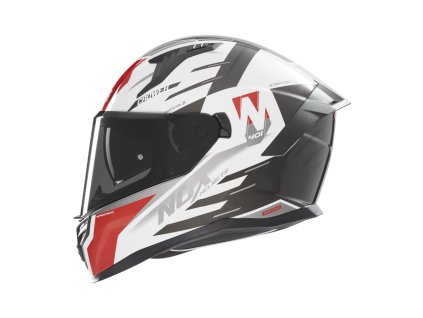přilba N401 Crower  NOX bílá černá červená 2025 (Veľkosť XS)