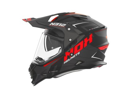 přilba N312 Vapor  NOX černá matná červená 2025 (Veľkosť XS)