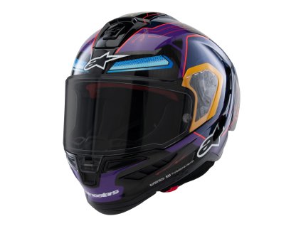 přilba SUPERTECH R10 limitovaná edice MARTINATOR JORGE MARTIN  ALPINESTARS modrá/fialová/červená/žlutá 2025 (Veľkosť 2XL (obvod 63 - 64 cm))