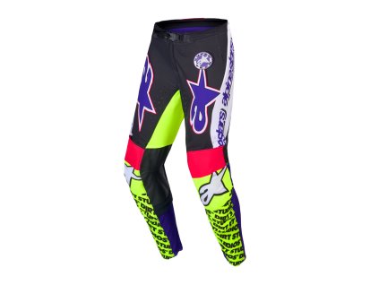 kalhoty SUPERTECH limitovaná edice DIRT STUDIOS  ALPINESTARS bílá/fialová/růžová/žlutá fluo 2025 (Veľkosť 32)
