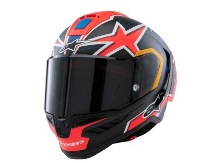 přilba SUPERTECH R10 limitovaná edice JACK MILLER  ALPINESTARS matný karbon/červená/modrá/žlutá/bílá 2025 (Veľkosť 2XL (obvod 63 - 64 cm))