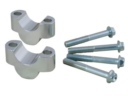 sada na zdvihnutie riadidiel + 20 mm priemer 22 mm vrátane skrutiek RTECH strieborná