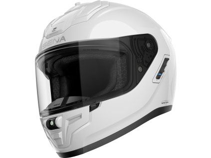 Mesh přilba s headsetem Phantom  SENA lesklá bílá (Veľkosť M)