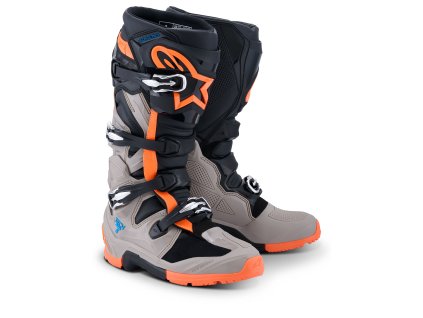 boty TECH 7 ENDURO  ALPINESTARS černá/tmavě šedá/oranžová fluo 2026 (Veľkosť 45,5)