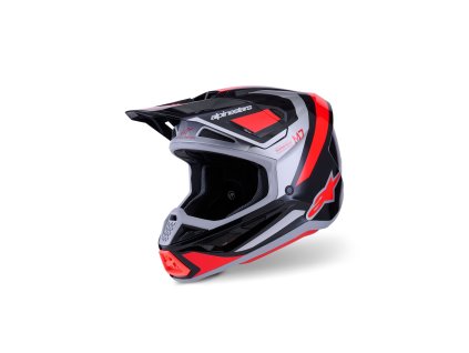 přilba SUPERTECH S-M7 RISE  ALPINESTARS černá/stříbrná/červená fluo 2026 (Veľkosť XS)