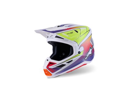 přilba SUPERTECH S-M7 FUSE  ALPINESTARS bílá/žlutá fluo/fialová 2026 (Veľkosť XS)
