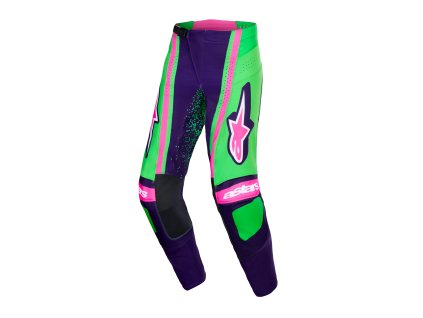 kalhoty TECHSTAR NOMUR  ALPINESTARS tmavě fialová/zelená/růžová fluo 2026 (Veľkosť 28)