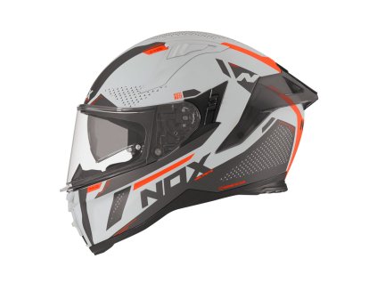 Prilba integrálna na motocykel NOX N303S NEO sivá neónovo oranžová