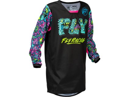 dres KINETIC MUTANT  FLY RACING - USA 2026 dětské černá/multi color (Veľkosť YS)