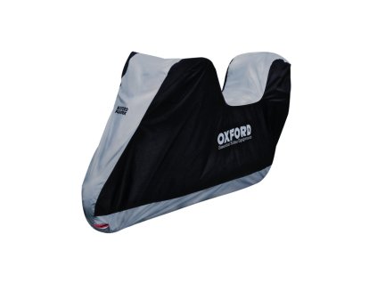 plachta na motocykel Aquatex s batožinovým priestorom, OXFORD (čierna/strieborná)