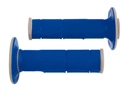 závodné gripy (dvojvrstvové, mäkké), RTECH (modro-šedé, pár, dĺžka 116 mm)
