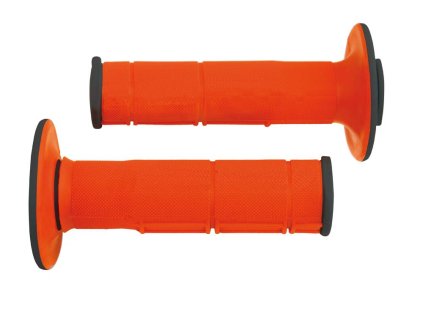 závodné gripy dvojvrstvové mäkké RTECH oranžovo-čierne pár dĺžka 116 mm