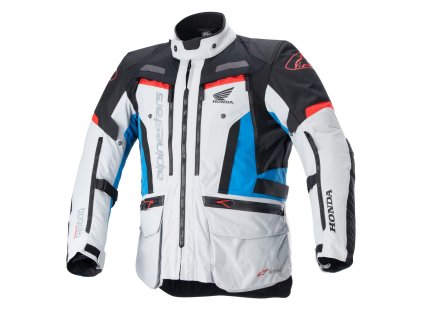 bunda BOGOTA PRO DRYSTAR HONDA kolekce  ALPINESTARS světle šedá/červená fluo/modrá/černá 2025 (Veľkosť S)